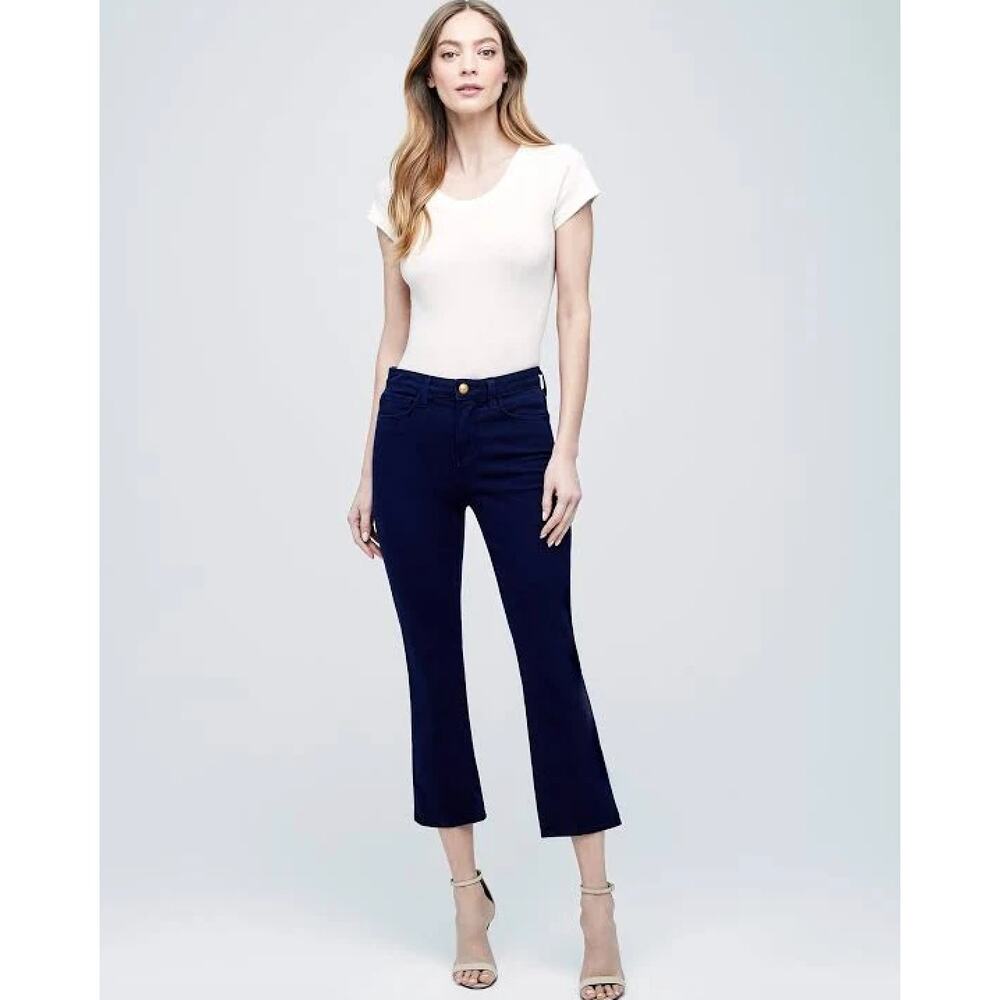 L'AGENCE Nadia High Rise Crop Straight Navy Blue Pants - NWT